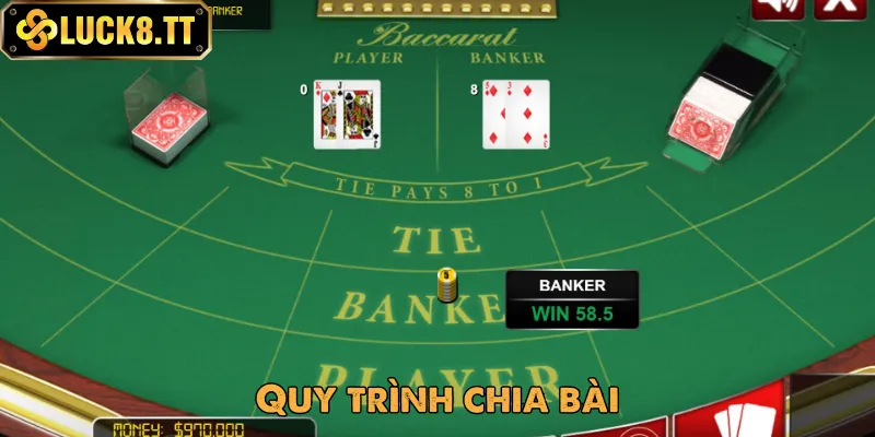 Luật chơi Baccarat Luck8 yêu cầu Dealer tiến hành chia bài cho cả 2 bên